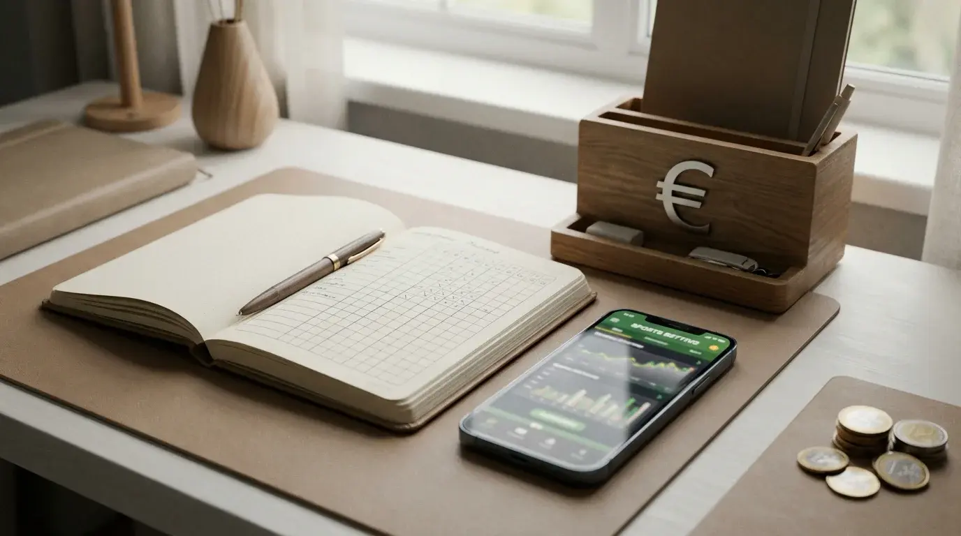 Representação visual de gestão de banca para apostas desportivas com registo de stakes