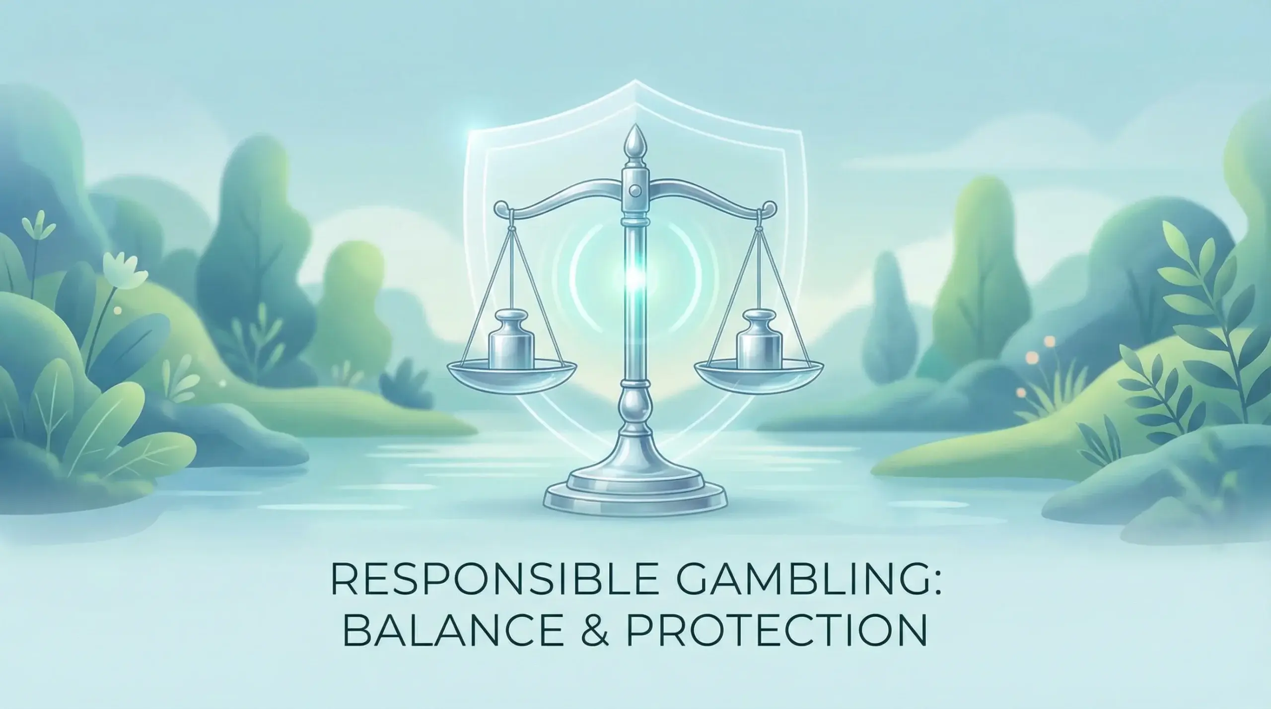 Símbolo de jogo responsável com ícone de proteção e equilíbrio nas apostas